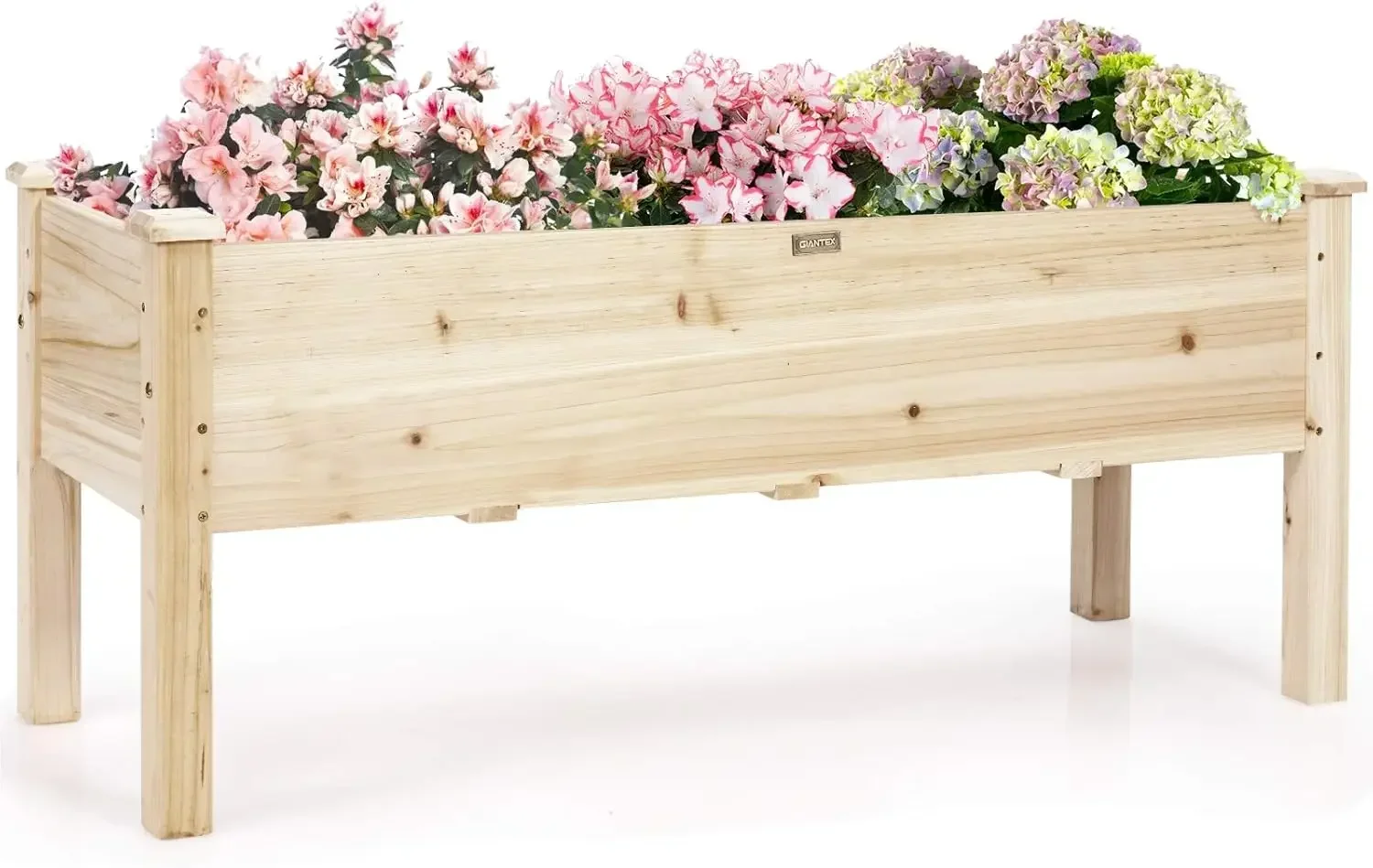 Giantex Raised Garden Bed, Wood Planter Box with Legs, Drain Holes, Elevated Garden Bed for Vegetables, Standing Garden Containe