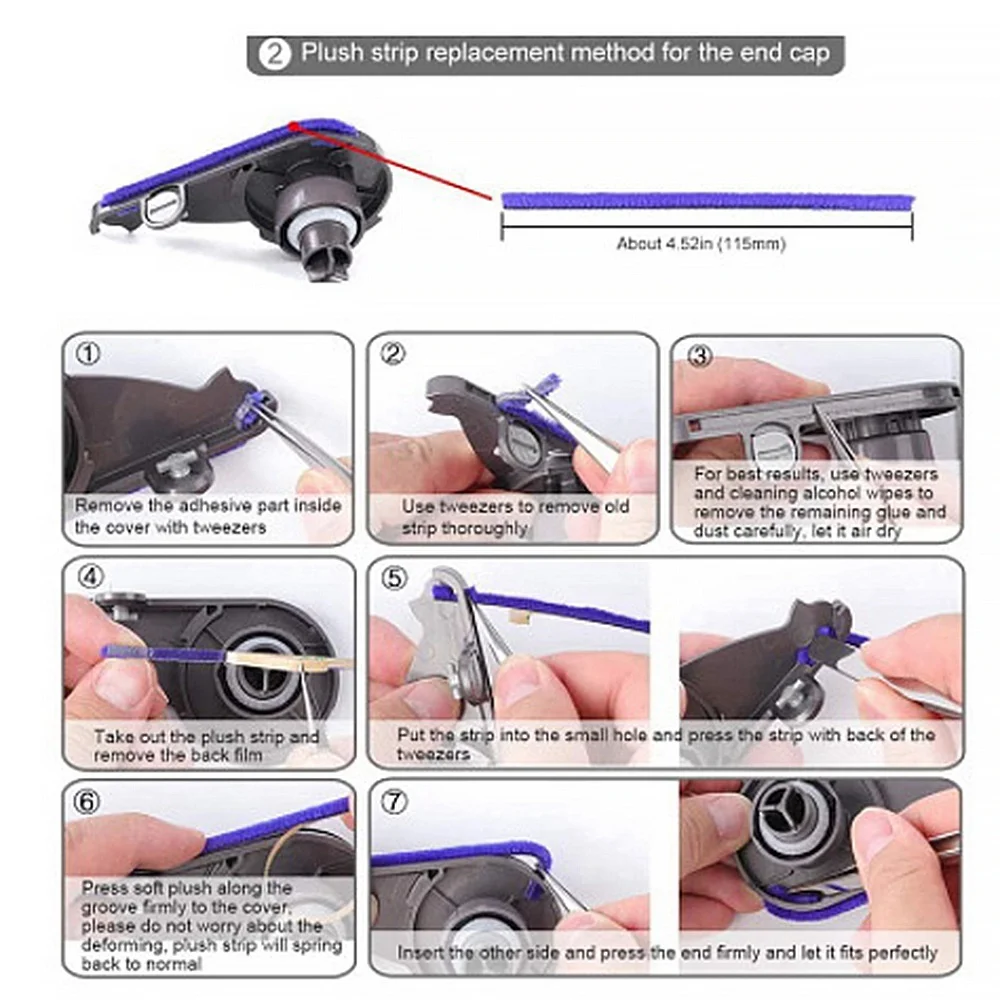 7Pcs Soft Plush Strips for Dyson V6 V7 V8 V10 V11 Vacuum Cleaner Soft Roller Head with Screwdriver Replacement Part