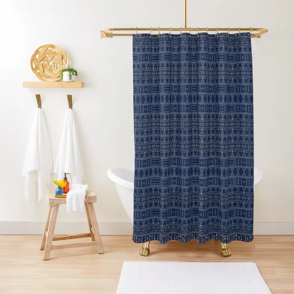 Indigo Blue Oriental Anthropologie Moroccan Style Artwork Shower Curtain Bathroom For Shower Bathtub Curtain