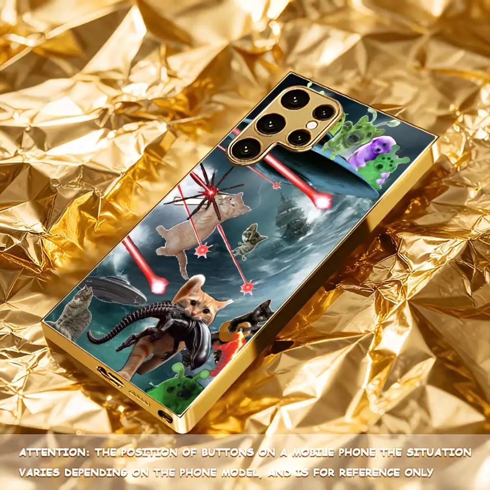 Animal Battle Royale Simplicity High-end Electroplating Glass PhoneCase for Samsung Galaxy S26 S25 S24 S23 S22 S21 FE,Ultra,Plus