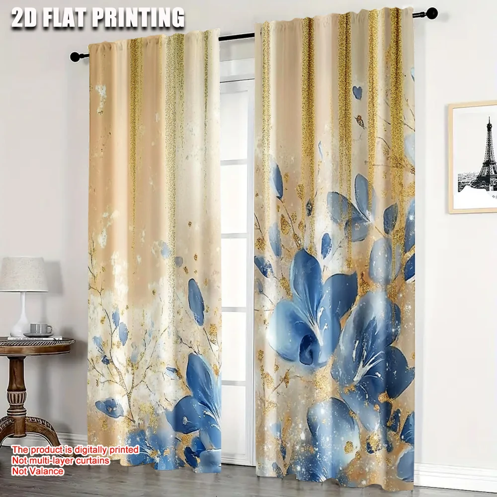 2pcs,2D plane printing Contemporary Curtains Abstract Art Floral Marble Polyester (without rod) Versatile All Perfect for