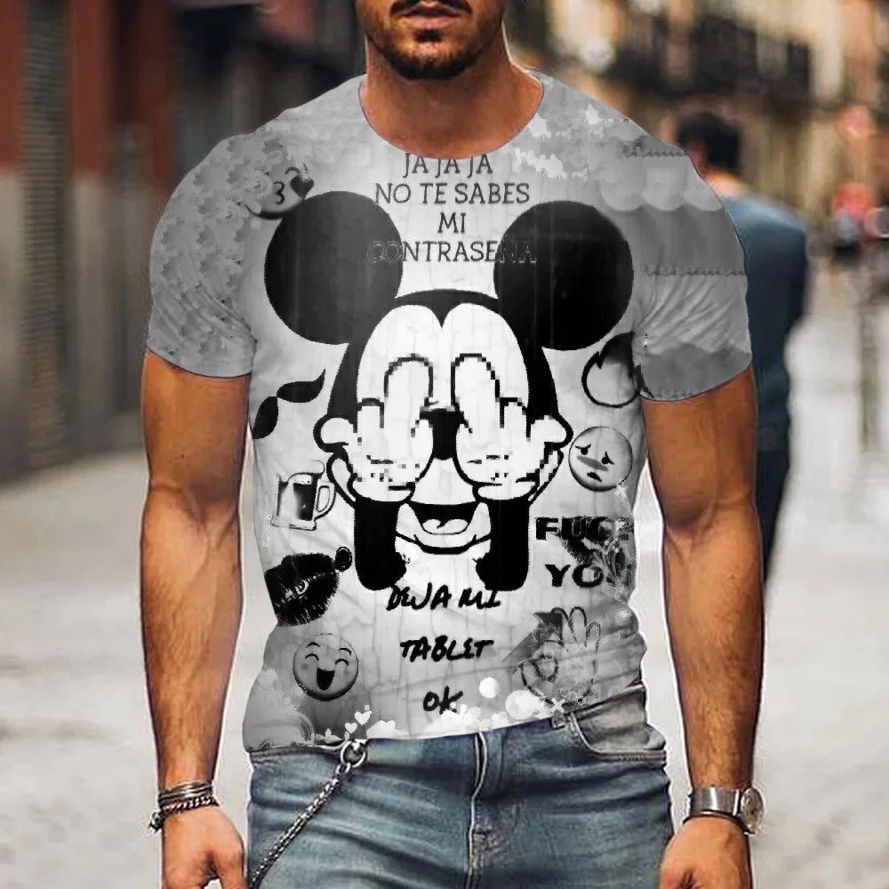 2024 New Disney Mickey Mouse T-shirt 3d Printed Couple Printed T-shirt Funny Cartoon Fashion Children Boys Girls Tops T-shirt