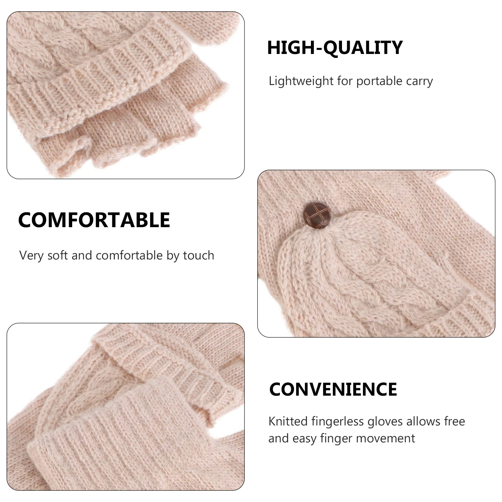 

Convertible Fingerless Gloves Women Winter Warm Knitted Semi Finger Design with Mitten Cover Soft Skin Friendly Daily