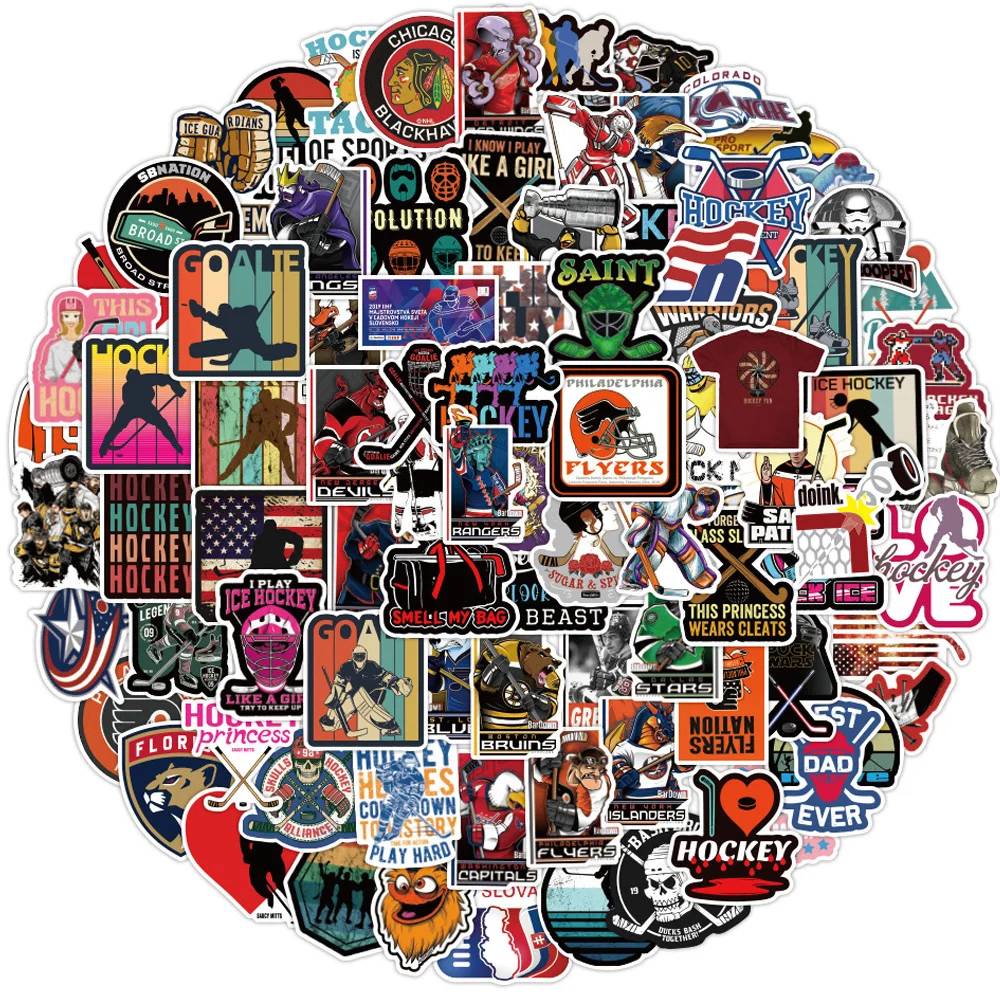 10/30/50/100pcs Cool Sports Hockey Stickers for Motorcycle Laptop Suitcase Fridge Luggage Vinyl Cartoon Decals Sticker Kids Toy