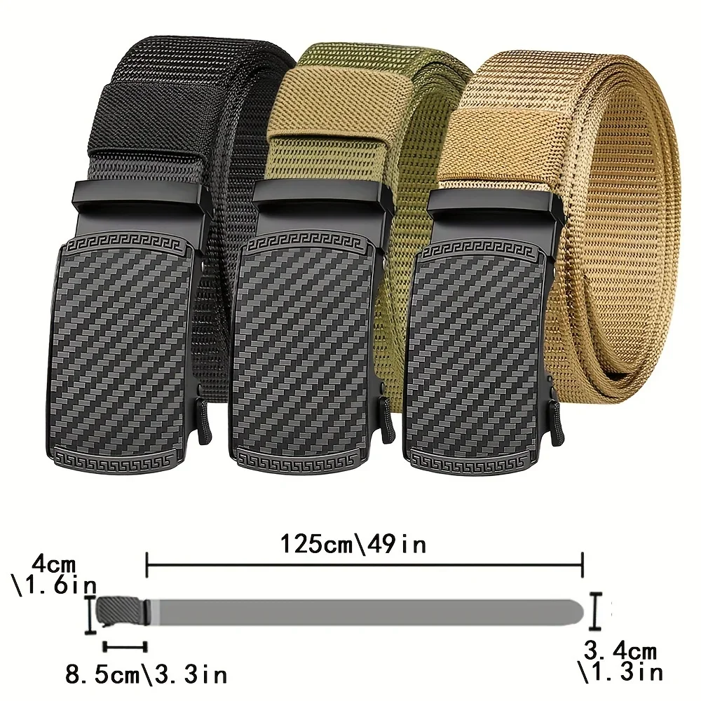 

Men's Outdoor Casual and Versatile Breathable Belt Toothless Zinc Alloy Automatic Buckle Imitation Nylon Belt Tactical hunting