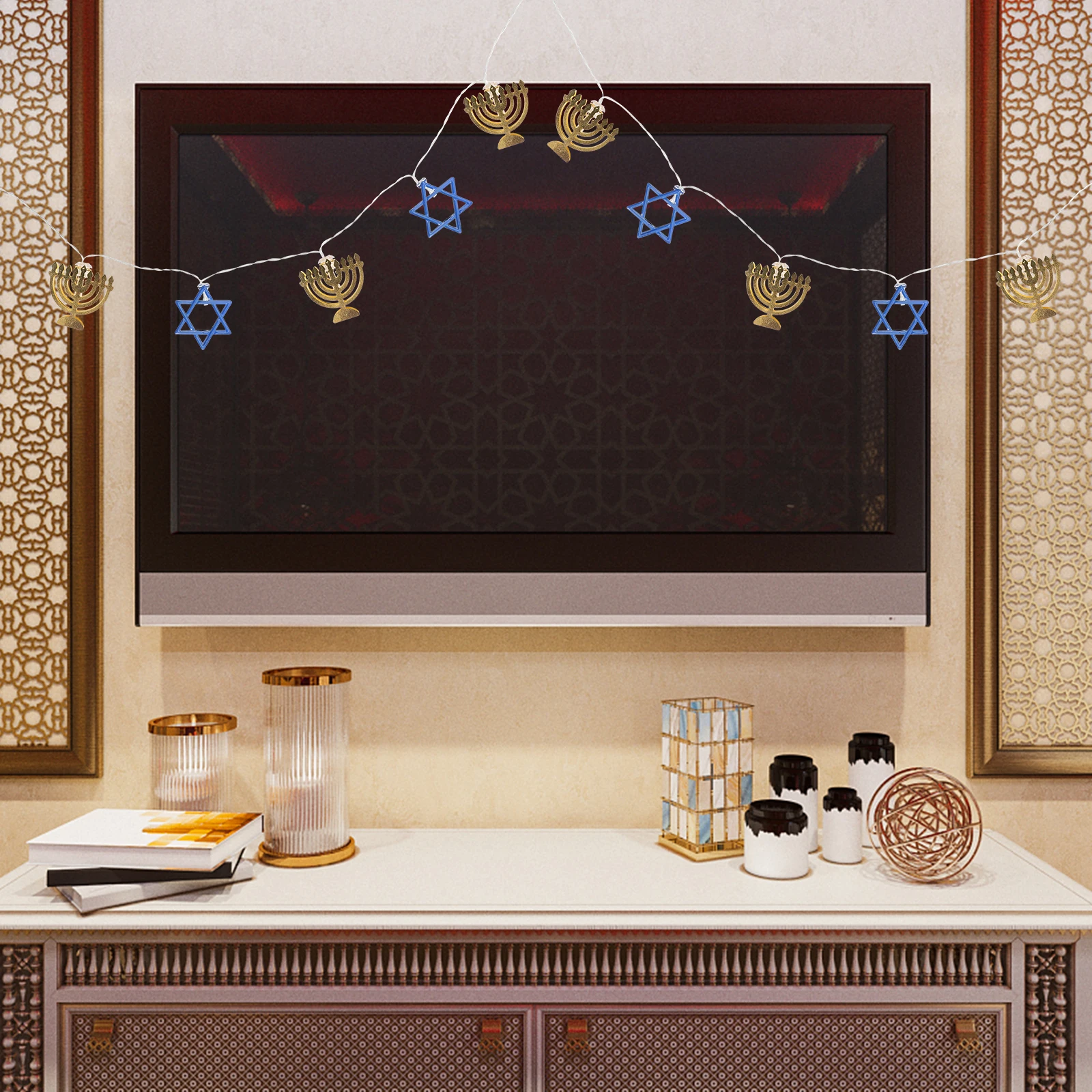 Hanukkah String Light Star Fairy Lights Powered Indoor Wall Tree Decor For Living Room Bedroom Party Hanukkah