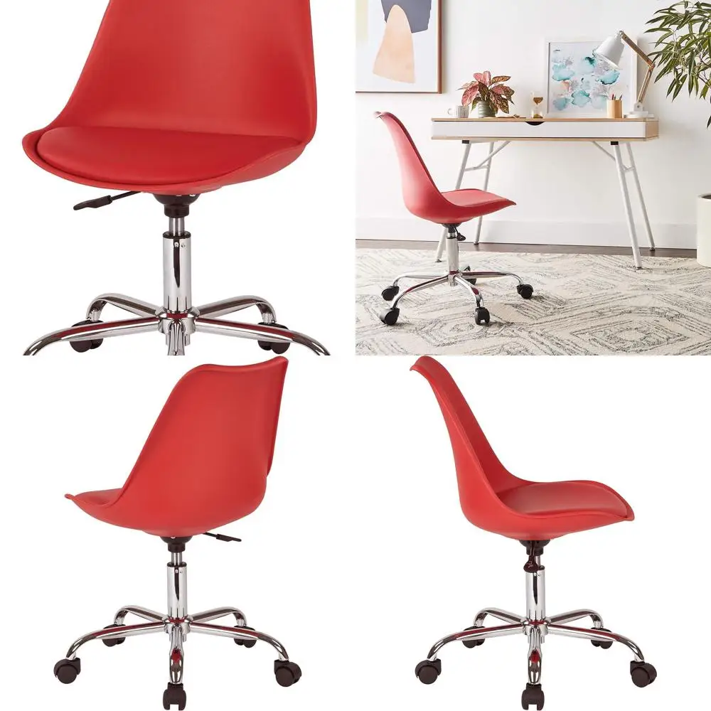 كرسي مكتب هوائي بدون ذراع من إيمرسون مع عجلات، أحمر #1