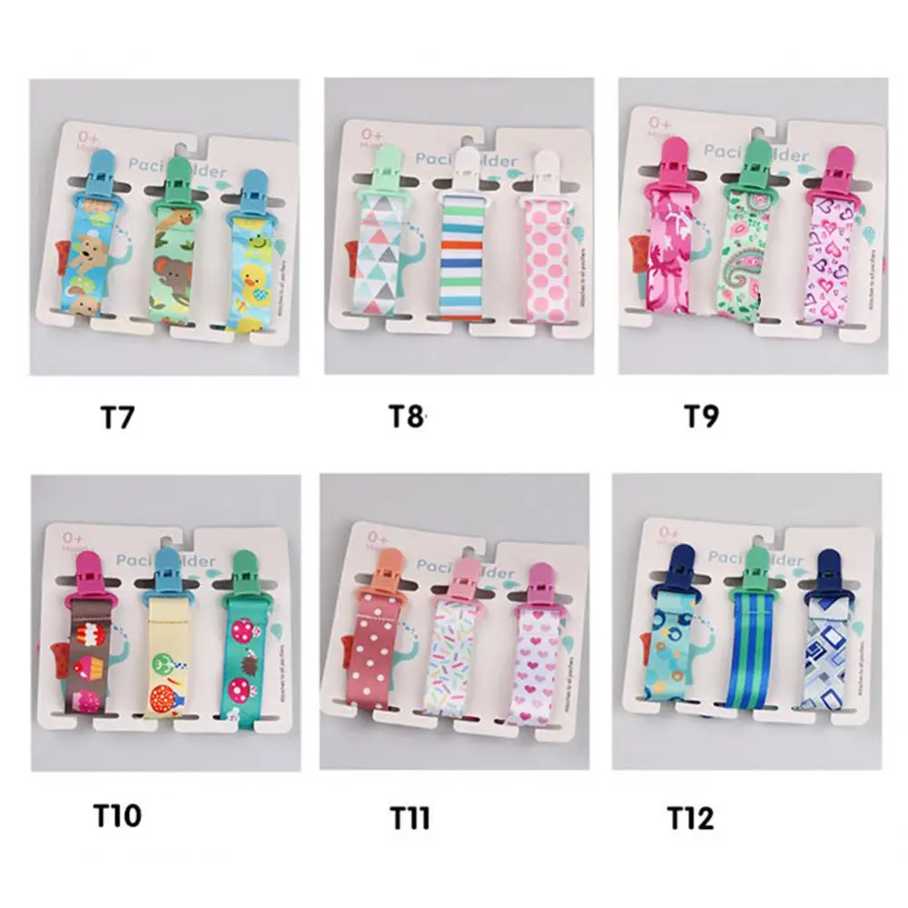 3Pcs/Set Baby Pacifier Clip Personalized Pacifier Chain Dummy Clip Nipple Holder For Baby Cartoon Print Child Pacifier Clips