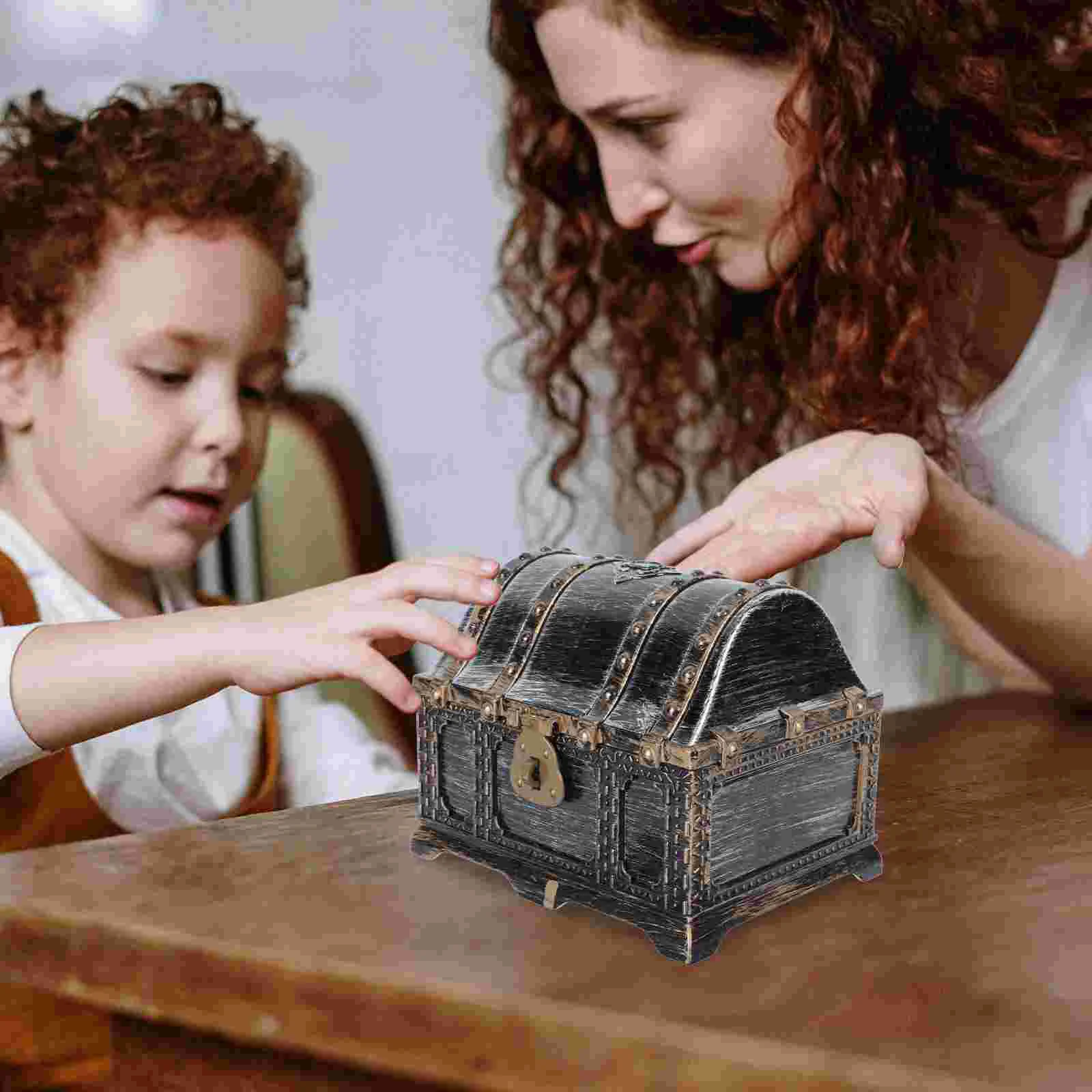 

Pirate Chest Long-lasting Treasure Box Decorative Keepsake Boxes Plastic Toy Jewelry Mini Kids Storage Case