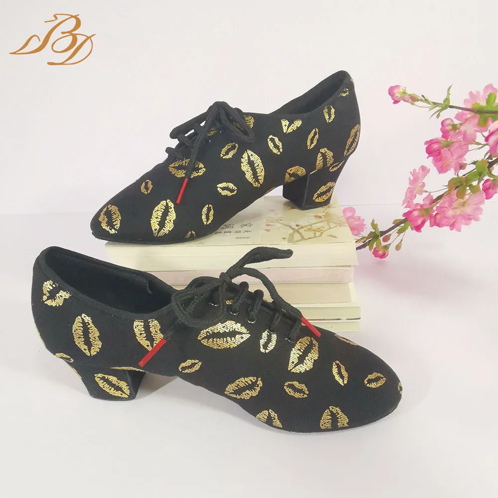BD Dance Sandali da ballo latino Donna Pratica Scarpe da tango Sneakers Danza per donna Esegui sport Fitness Labbra dorate per adulti T1-B