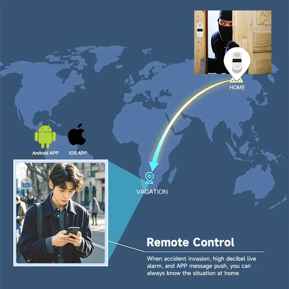 เซ็นเซอร์สั่นสะเทือน Tuya WiFi - สัญญาณเตือนเสียงและไฟกระพริบ 130 เดซิเบล, ตรวจจับแรงกระแทกแบบเรียลไทม์, แอป Smart Life + ควบคุมด้วย Alexa/Google Home