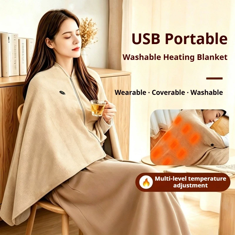 Heated Shawl Wraps USB Warming Cover Wearable Blanket 3Heating Level Adjustable Scarf Portable Electric Throw Home Office Winter