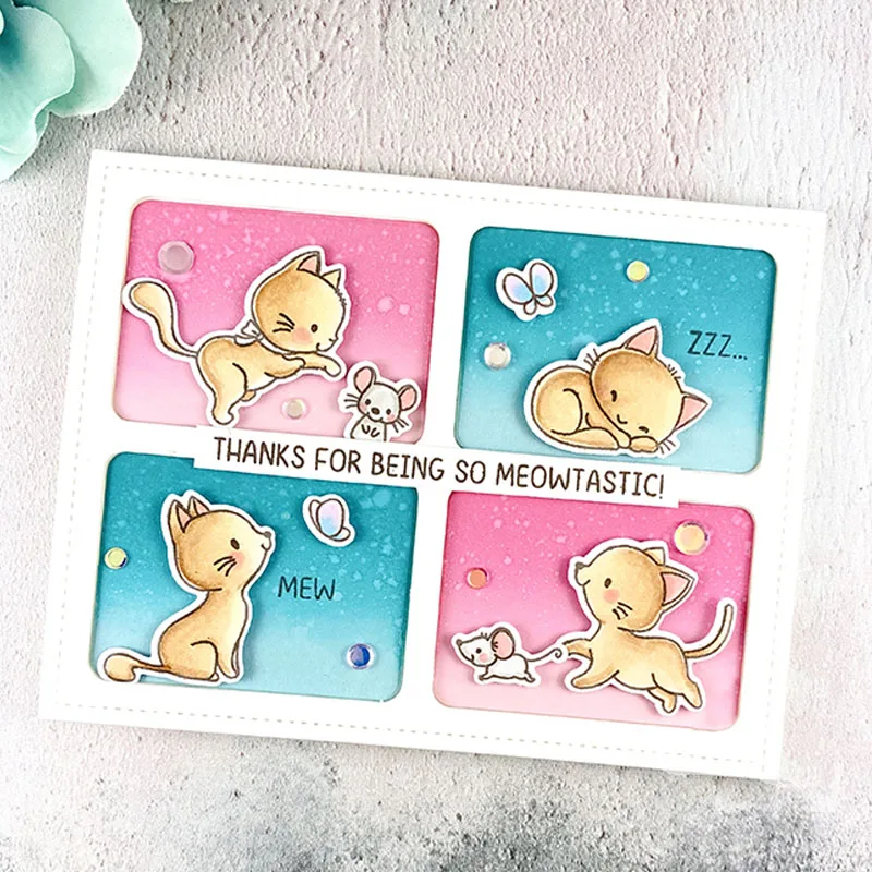 Metal Cutting Dies Clear Silicone Stamps Critter Bear Rabbit Fox Cat Thank You Gratitude Words DIY Thanksgiving Day Paper Cards
