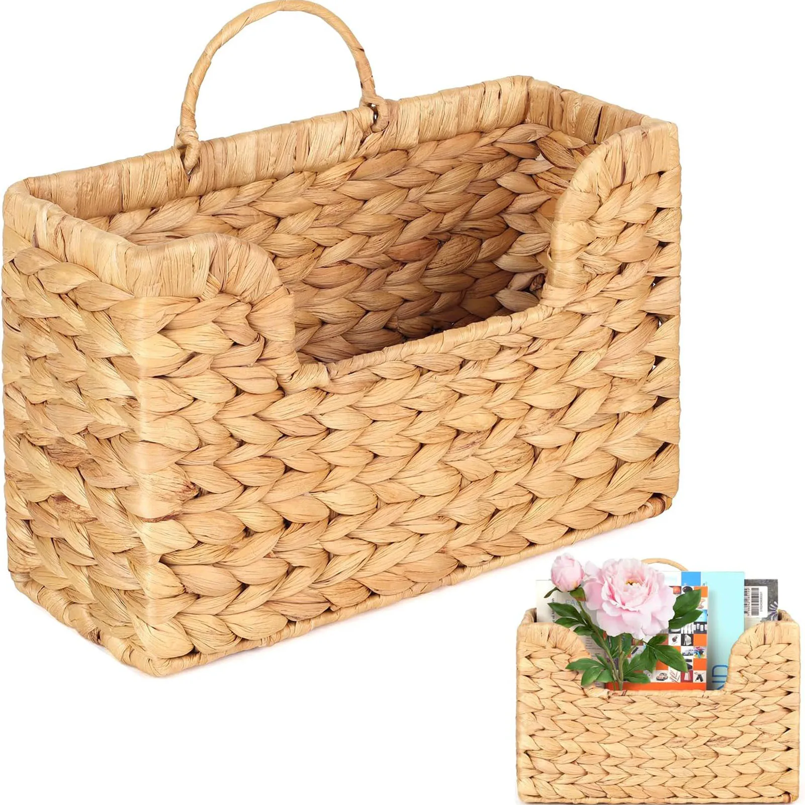 

Handmade Woven Wall Magazine Holder Hanging Organizer Desktop Storage Basket Straw Woven Storage Basket Accessories Home Decor