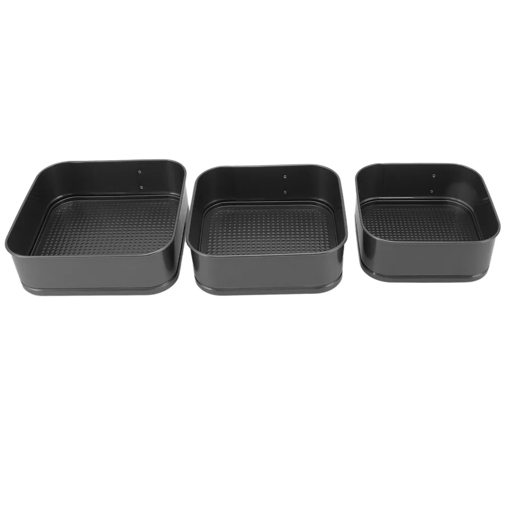 

3pcs Carbon Steel Springform Cake Pan Quadrate Nonstick Surface Cheesecake Pan Snap Button Removable Bottom Leakproof Cake Pan