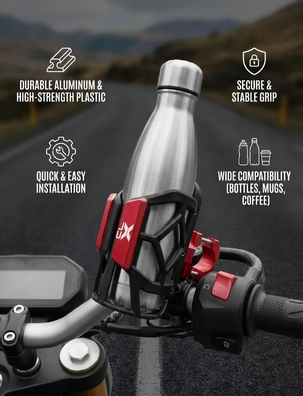 

For CFMOTO CF 250CLX 700CLX CLX700 CLX 250 700 CL-X 2018 2019 2020 2021 2022 High Quality Motorcycle Beverage Water Cup Holder