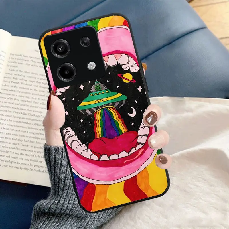 Trippy Tie Dye Peace Alien Phone Cover For xiaomi Redmi Note13pro note12pro 11pro note10pro 9pro 8pro K40 12C 10C 9C 9s 8T Cases