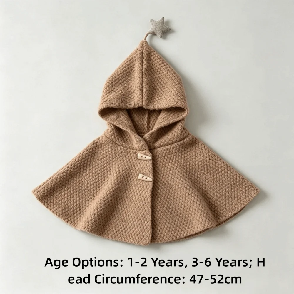 New Star Kids Hooded Cloak Windproof Loose Fit Toddler Pullover Warm Children's Knitted Cape for Toddlers - view 6