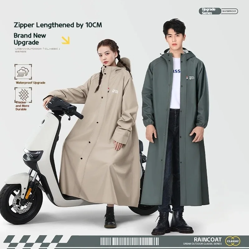 EVA Long Raincoat: Waterproof Zipper Rain Gear for Men & Women. Reusable Poncho with Pants, Portable Outdoor Travel Rain Jacket view 3