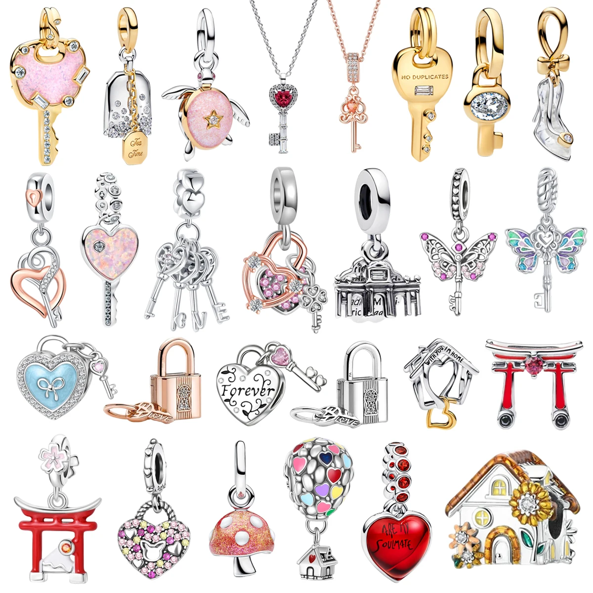 

Новый оригинальный кулон-бусина в форме сердца с замком-ключом из стерлингового серебра 925 пробы, классический дизайн, для женских браслетов и ожерелий, подарок для творчества своими руками