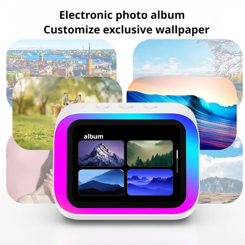 الذكية سمّاعات بلوتوث المنبه RGB ضوء الطقس عرض قصص الموسيقى لاعب إطار صور مساعد صوتي APP التحكم هدية #6