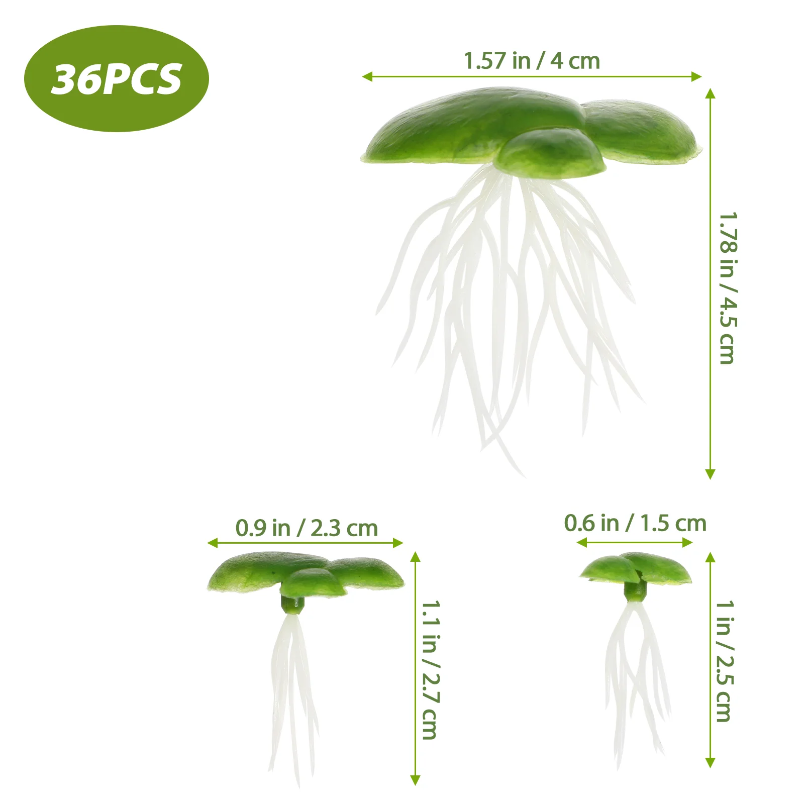 2 Packs/36PCS Leaf Artificial Plant Duckweed Baby Outdoor Fake Plants Live Lily Pads for Aquarium Plastic Imitated Rooted Small