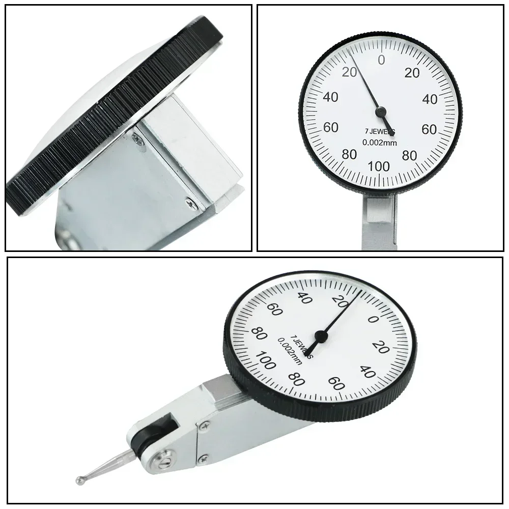 Shahe Dial Test Indicator 0-0.2mm 0.002 mm Analog Lever Dial Gauge Metric Dovetail Rails Dial Test Indicator Measuring Tools