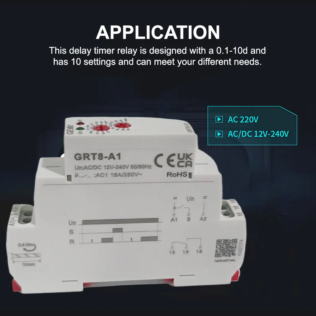 

AC/DC12V~240V Delay Timer Relay with LED Indicator Power on Control Knob Switch Controller Home Appliance