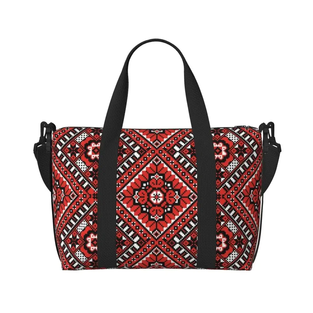 Ukraine Ukrainian Embroidery Ornament Beach Tote Bag for Women Boho Large Compartment Beach Gym Travel Bags