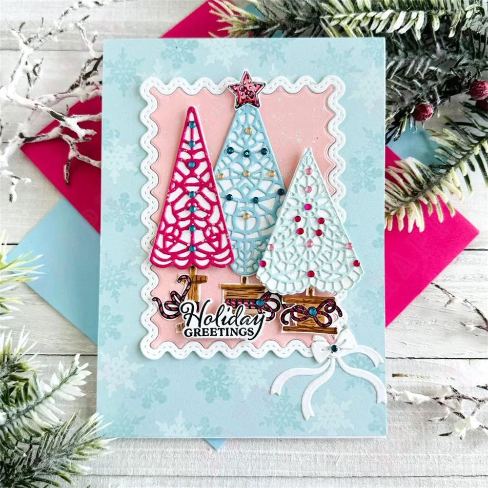 2024 New Christmas Trees and Stockings Cutting Dies Stamps Stencil Scrapbooking Decoration Template DIY Greeting Card Handmade