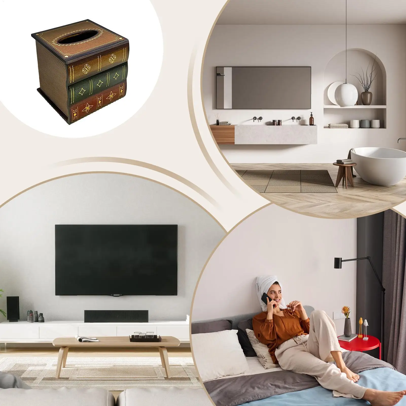 

Tissue Cover Box Retro Book Shape Napkin Organizer Napkin Dispenser For Bathroom For Night Stands Bathrooms Dining Rooms