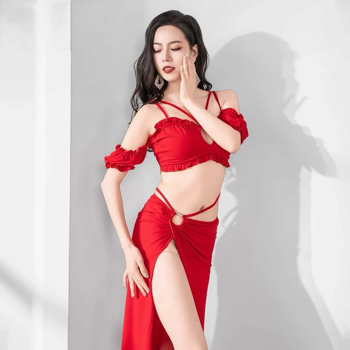 Traje de danza del vientre original: ropa de práctica de danza oriental estética de verano para principiantes y uniforme de clase