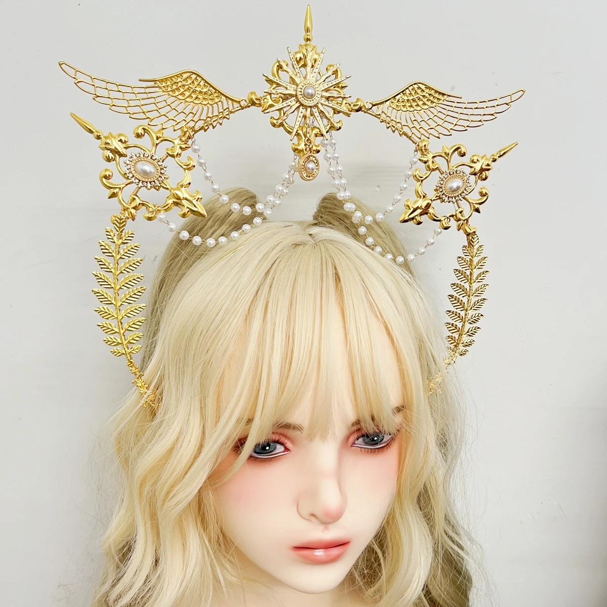 

Baroque Tiara Lolita Virgin Halo Crown Headband Gothic Vintage Cos Props Church Gorgeous DIY Material package