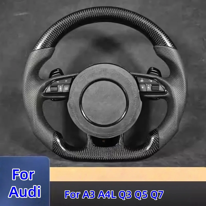 

Carbon Fiber For Audi A3 A4 A5 S3 S4 S5 Leather Flat Bottom Steering Wheel Sport Fully perforated Semi-Perforated Steering Wheel