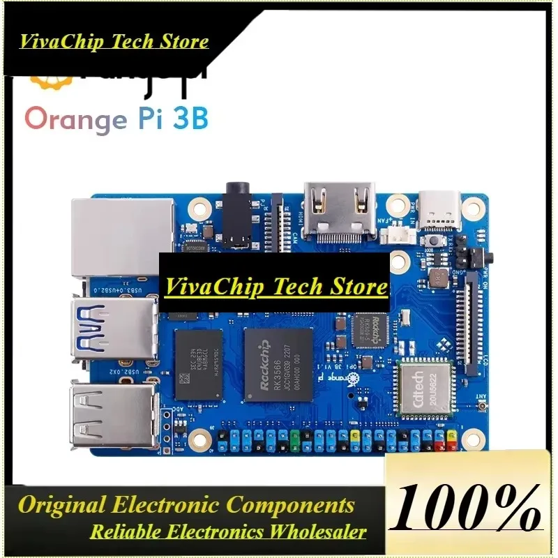 VoFSOrange Pi 3B Rockchip RK3566 Quad-Core 64-bit SBC Single Board WiFi+BLE Gigabit Run Android Linux OpenHarmony OS Mini PC