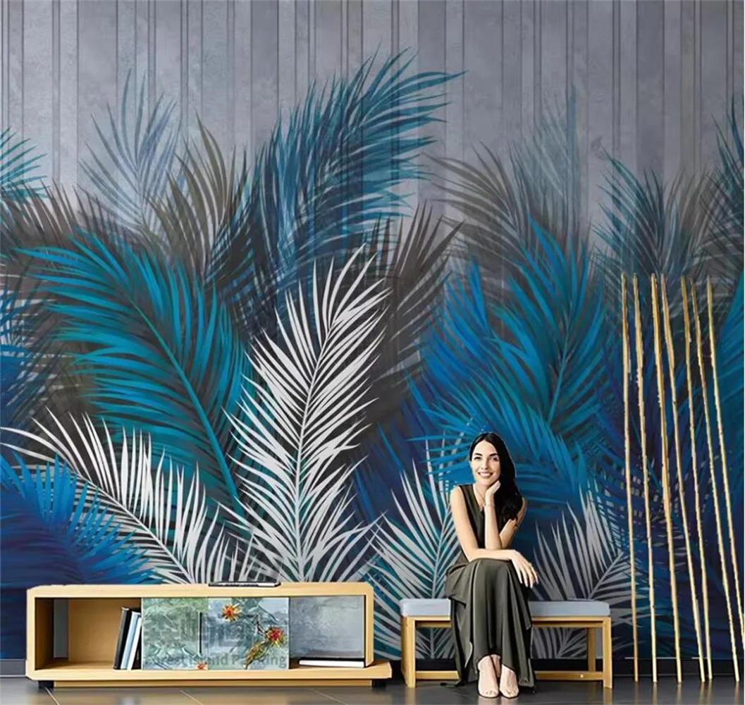 

Custom 3D Monstera Deliciosa Wallpaper Mural - Modern Fresh Rainforest Plant Basho Leaf Pastoral Design for TV Background