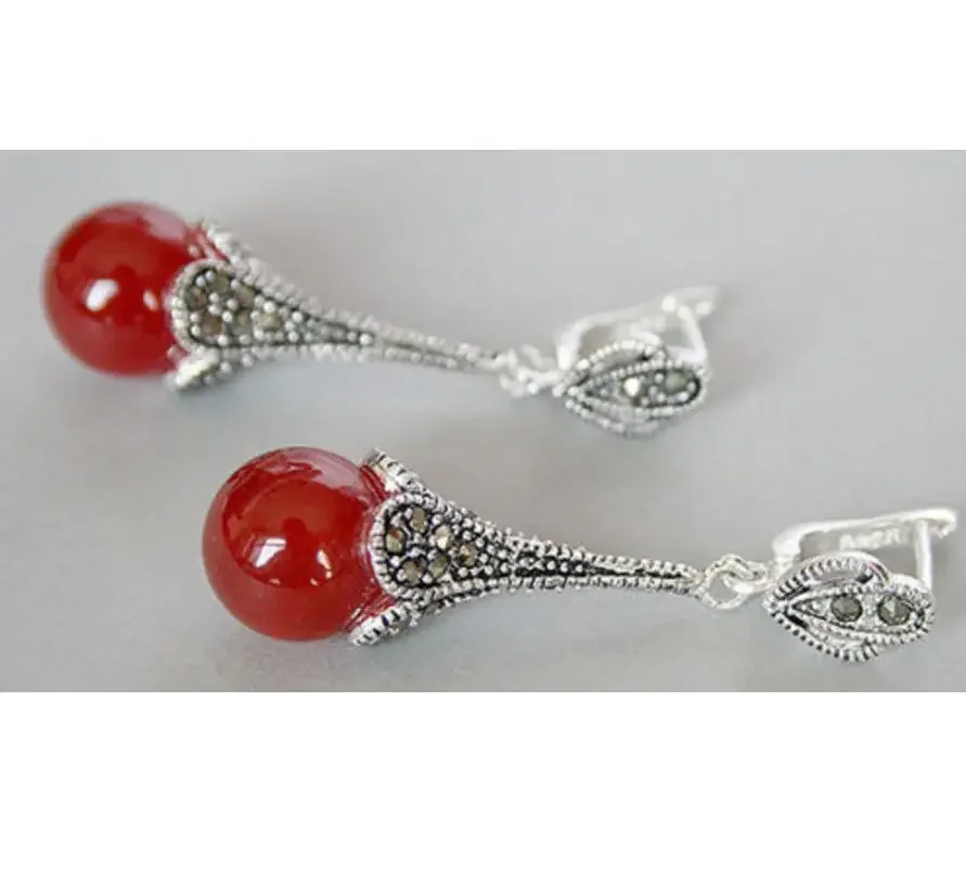 

Fashion jewelry wholesale good Hot sale Lady's red jade Gems 925 Sterling Silver Ring Pierced Earrings Nobility Fi