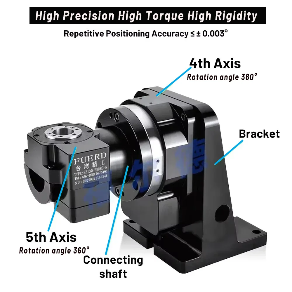 5th Axis Hollow Rotating Platform Indexing Rotary Table Angular Displacement θ/R axis Robotic Arm For Laser Welding CNC Router