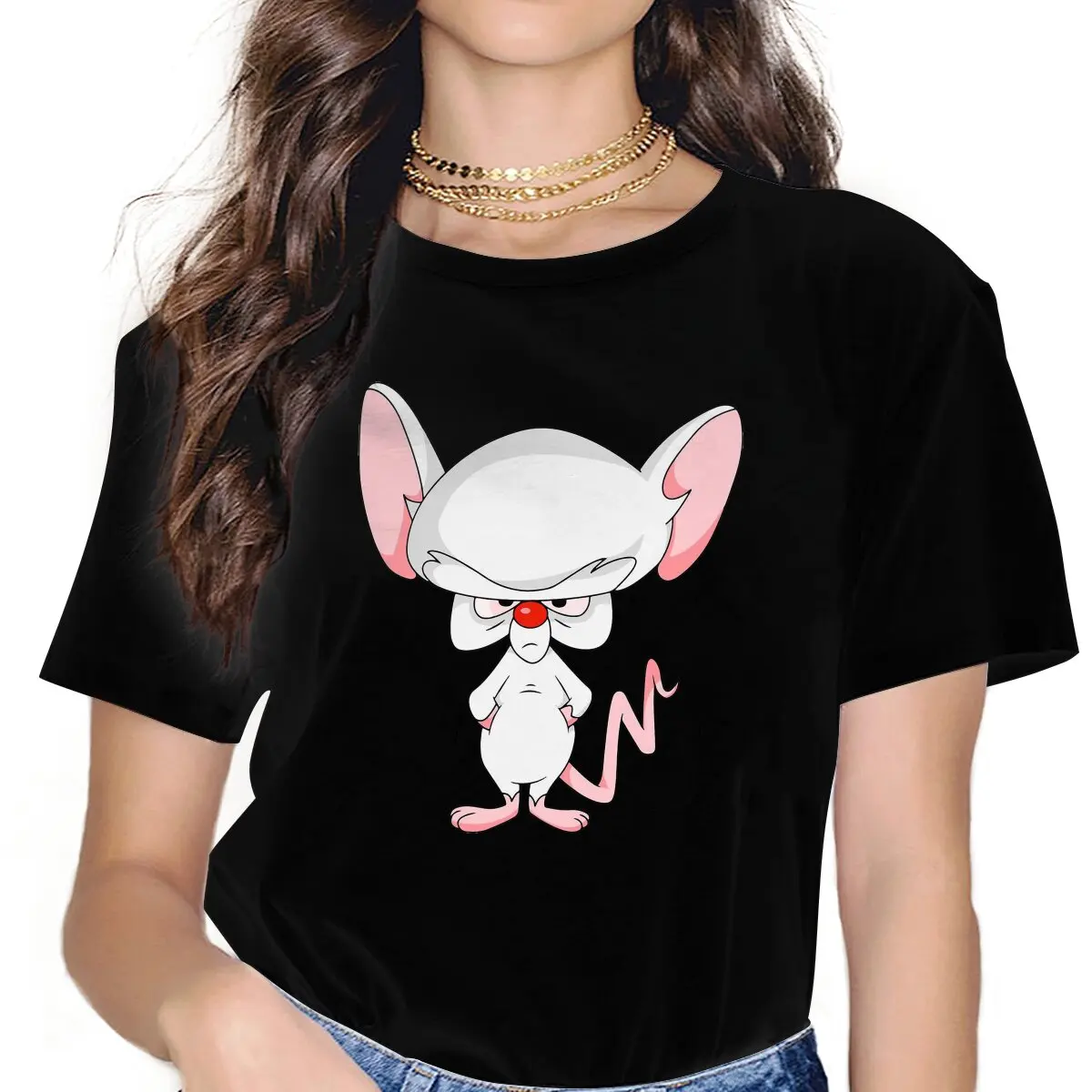 Look You Female Shirts Pinky and the Brain TV Large Vintage Women Clothing Harajuku Casual Feminine Blusas