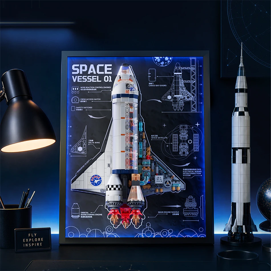 

2026 STEAM 3D Wall Painting Semi-disassembled Space Shuttle Building Blocks Set Science Educational Bricks Toys Birthday Gifts