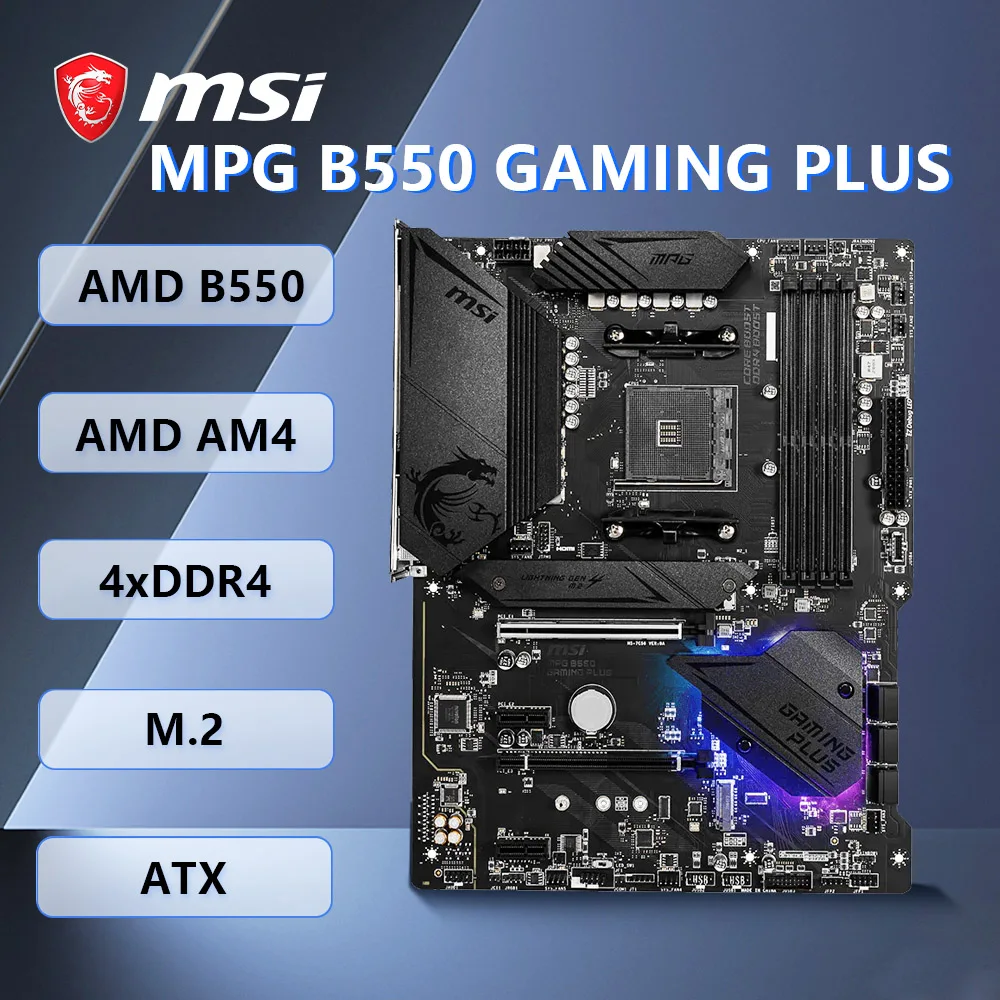 MSI MPG B550 GAMING PLUS Motherboard AM4 AMD B550 M.2 ATX Support 5900X 5800 5700X 5600X 5300G 4500