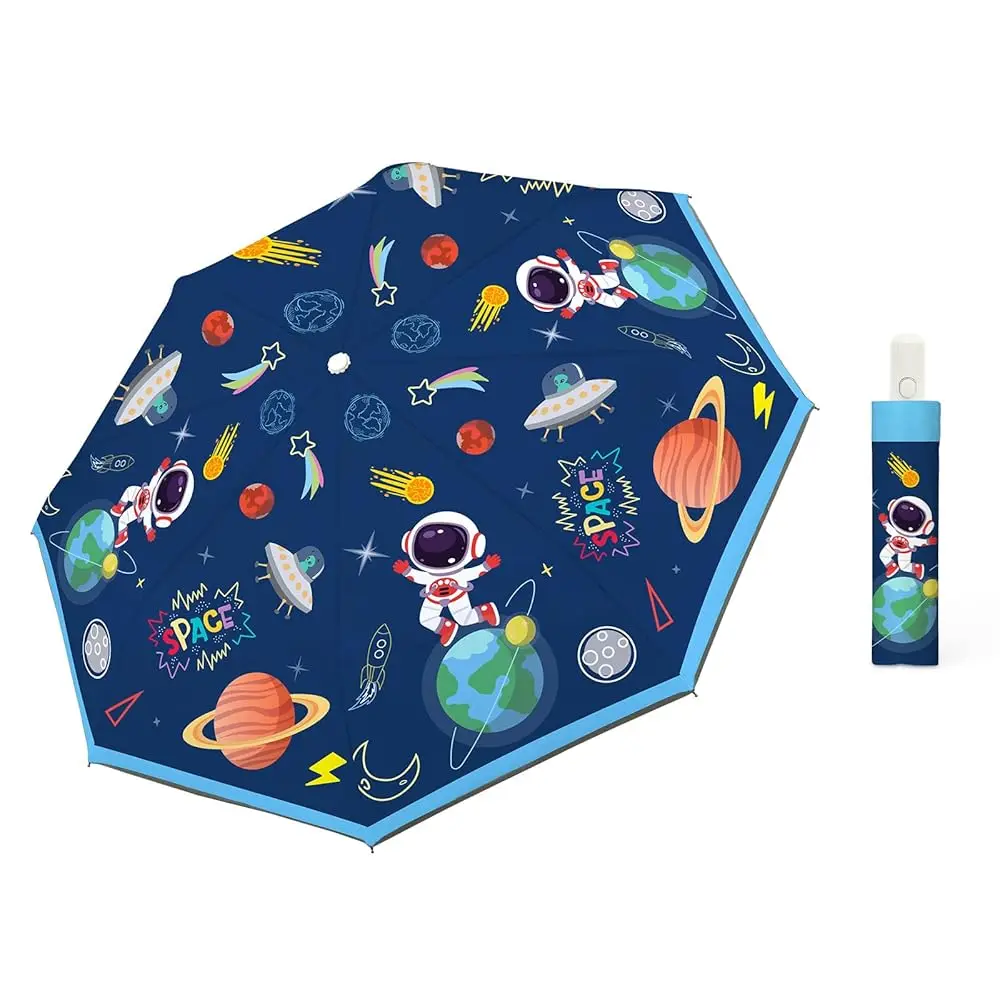 

Автоматический детский зонт с защитой от УФ-излучения, складной компактный зонт 360° ° Светоотражающая лента для путешествий на природе, легкая, милая, детская.
