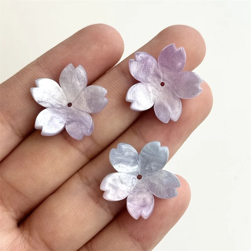 Wholesale 90pcs/lot 24mm color print cartoon flowers shape acrylic beads diy jewelry garment hair accessory
