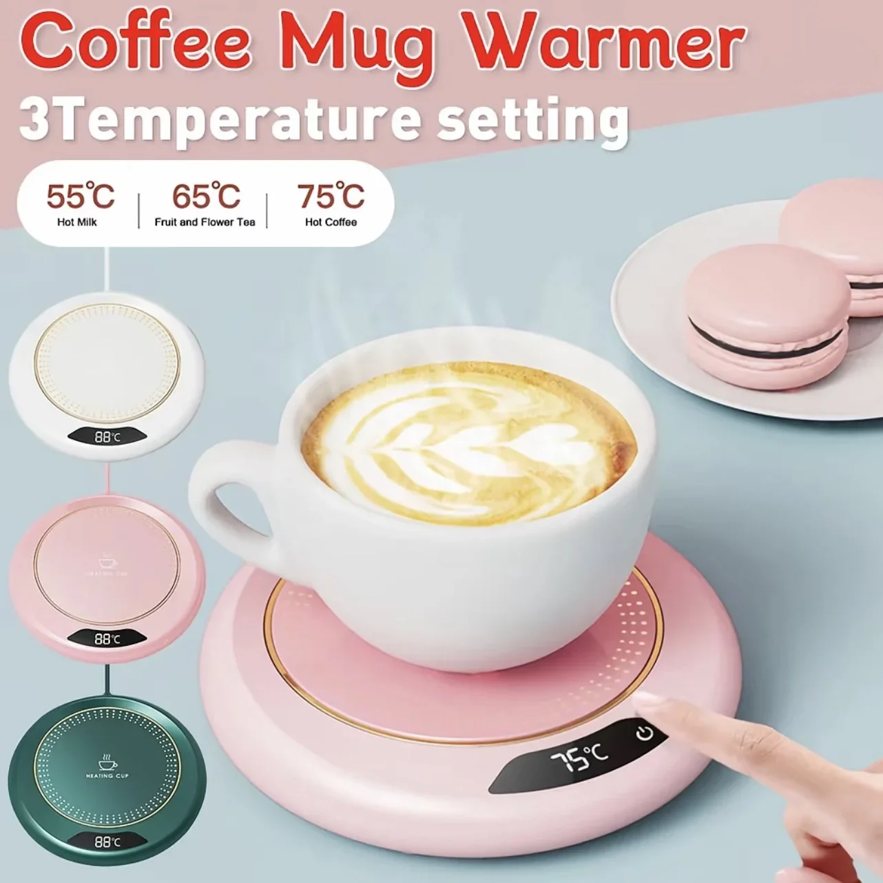 New USB Cup Warmer Coffee Mug Heating Coaster 3 Temperature Setting Thermostatic Hot Plate Milk Tea Water Heating Pad Cup Heater