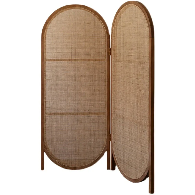 

Entrance Solid wood household folding mobile baffle rattan screen