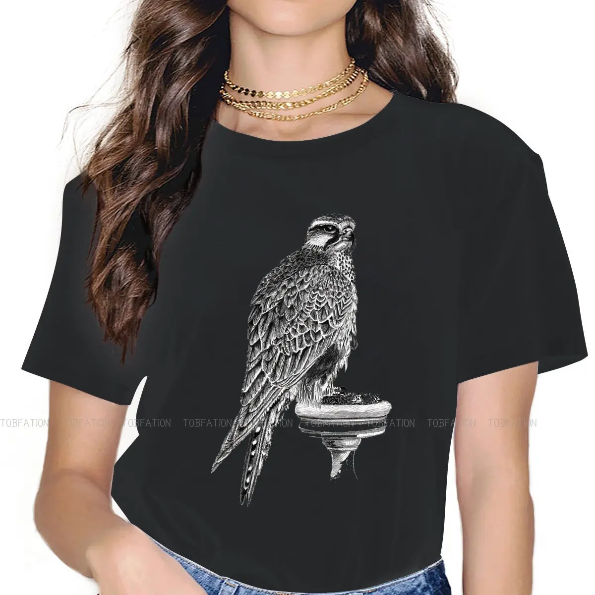 Lanner Falcon TShirt For Girls Falconry Austringer Hawk Tops Fashion Ladies T Shirt Cotton Graphic Oversized