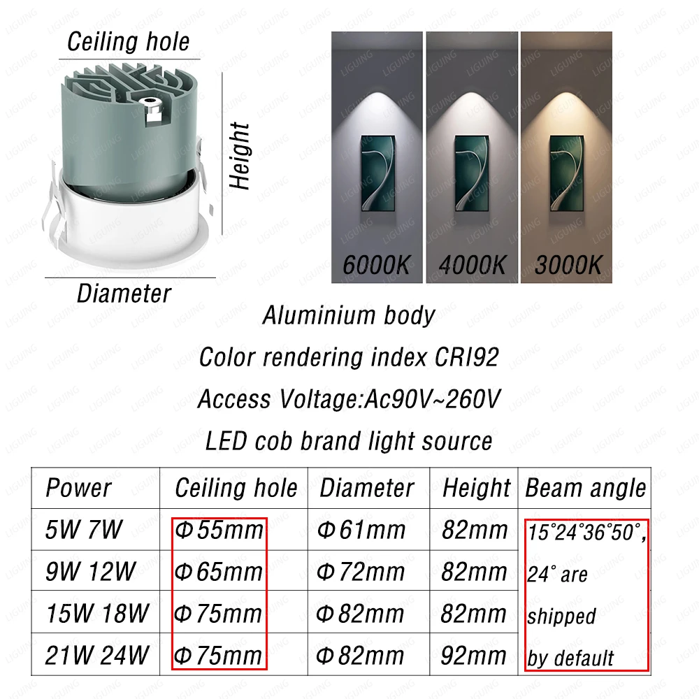 Embedded Waterproof LED Ceiling Lights Recessed led downlights Spotlight Dimmable IP65 For Kitchen Washbasin Bathroom Home Decor