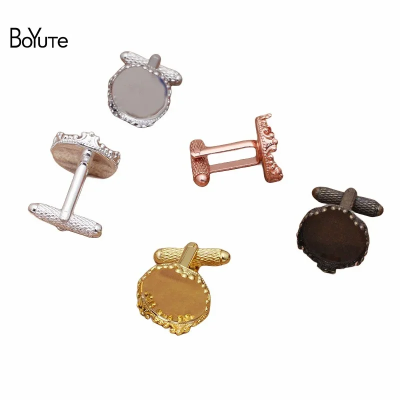 

BoYuTe Custom Made (100 Pieces/Lot) Fit 15MM Cabochon Blank Cufflink Base Jewelry Settings Diy Handmade Materials