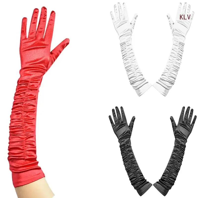 

Women Party Gloves Elbow Length Pleated Gloves for Evening Party Masquerades Dress Costume 1920s Gloves