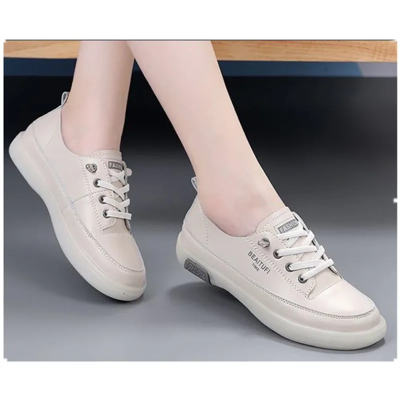 Women Sneaker Casual Leather Little White Shoes 2023 Spring Autumn Oxford Soft Sole Women Vulcanized Shoe Ladies Walking Sneaker